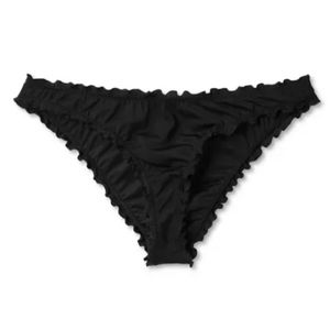 Shade & Shore Ruffle High Leg Extra Cheeky Bikini Bottom Black Size Medium